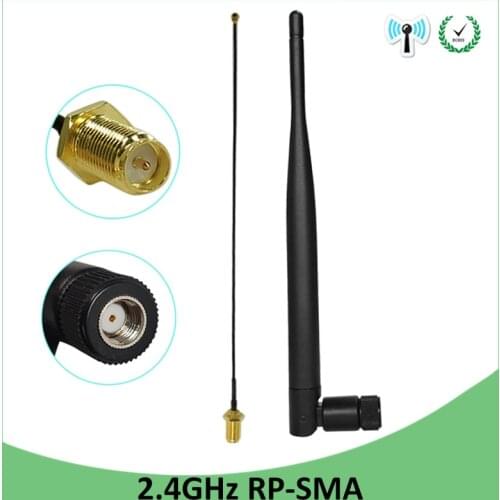 2pcs 2.4GHz 2.4g wifi Antenna wifi 5dBi WiFi Aerial RP-SMA Male Router +21cm PCI U.FL IPX to RP SMA Male Pigtail Cable