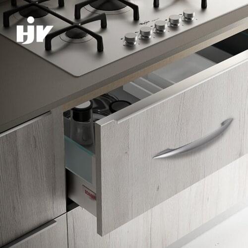 HJY Kitchen Silver Cabinet Door Handles Modern Aluminum Handles Drawer Cupboard Wardrobe Pull Knobs Furniture Hardware D011