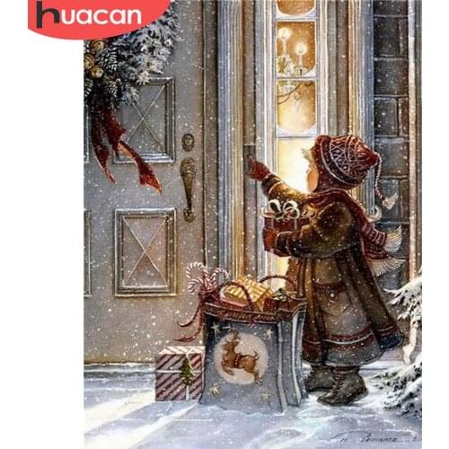 HUACAN 5d Diamond Painting Christmas Winter Full Square/Round Diamond Embroidery Portrait Rhinestones Pictures Home Decor