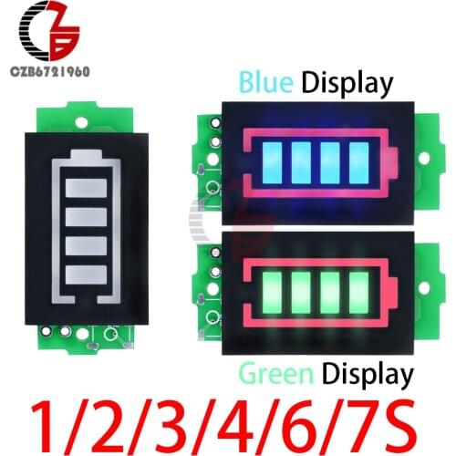 1S/2S/3S/4S/6S/7S Lithium Battery Capacity Indicator Car Motorcycle Voltmeter Li-Po Li-ion Acid Lead Battery Volt Tester Panel