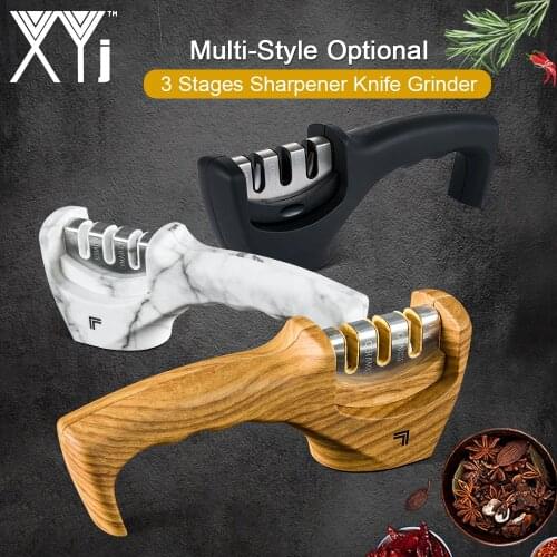XYj 3 colors Sharpening Knife Tools 3 Stages Sharpener Stone Stainless Steel Knives Grinder knives Whetstone Tungsten Diamond