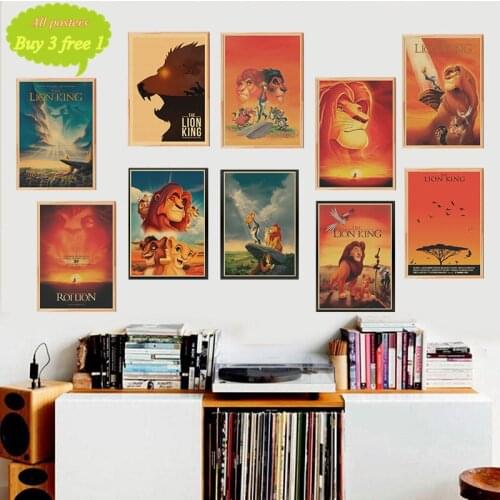 The Lion King classic cartoon movie film kraft paper Cafe bar poster Retro Poster decorative painting