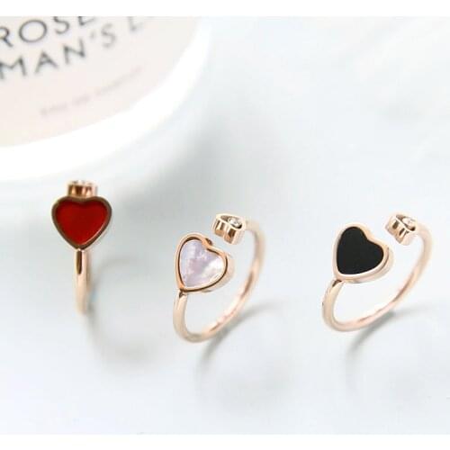 YUN RUO 2018 New Arrival Sweet Heart Crystal Ring Rose Gold Color Woman Gift Party Titanium Steel Jewelry Top Quality Never Fade