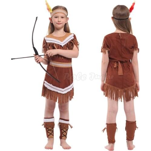 Indians Princess Cosplay Costumes Full Sets Halloween Carnival Party Role Play Fancy Dress Up for Adult Kids C45M174