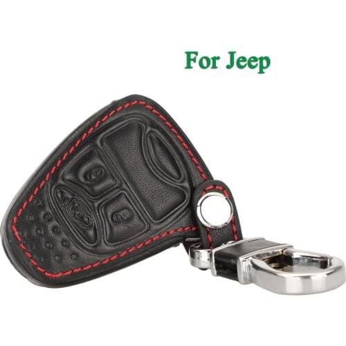 Jingyuqin 3 Buttons Leather Case Remote Control Holster FOB For Jeep Jeep Wrangler Rubicon Patriot Compass Car Key Bag Buckle