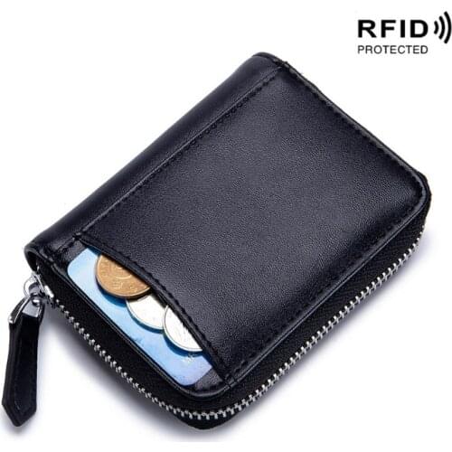 Leather Credit Card Wallet RFID Zipper Coin Purse Cash Pocket Organizer Holder Pouch for Women Men