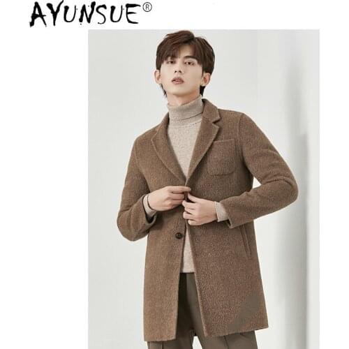 AYUNSUE Man Jacket Korean Style Jackets for Men Clothing Winter Clothes Mens Mid-length Wool Fur Coat 2020 Ropa Hombre LXR875