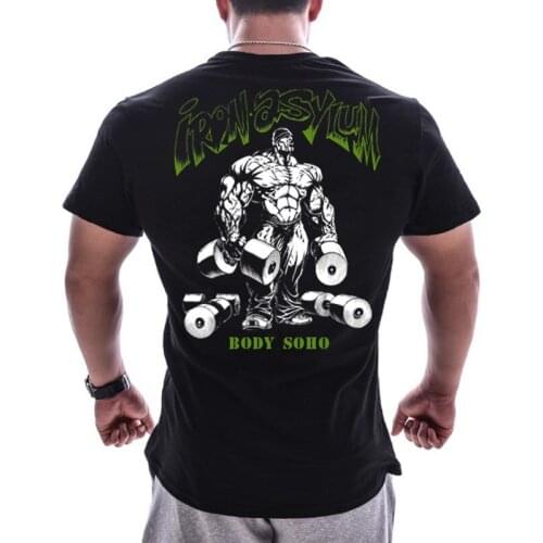 Summer New T-shirt Men Sport Fitness Workout T Shirt Men Casual Fashion T-shirt Printed Slim Fit Black White Short Sleeve Top