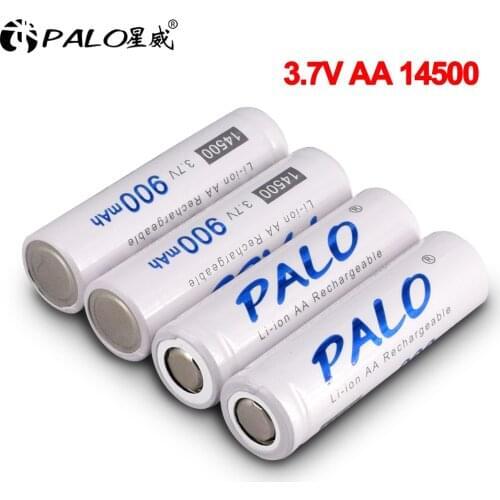Palo 2-16pcs 900mah 3.7V 14500 AA lithium rechargeable battery AA Batteries Li-ion cell for Flashlight Headlamps Toy Mouse