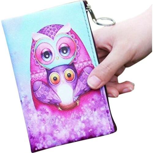 Fashion Women Coin Purse Durable PU Leather Clutch Bag Cartoon Animals Elephant Owl Giraffes Deer Graffiti Lady Girl Wallet