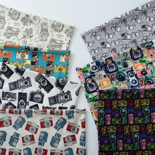 Cartoon Camera Chronicles Print 100% Cotton FabricTissu Sewing Quilting Needlework Material DIY