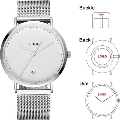 CL027 Brand Company Name Logo Calendar OEM Watch Men Stainless Steel Quartz Watch Custom Mens Spikes Watch with Date