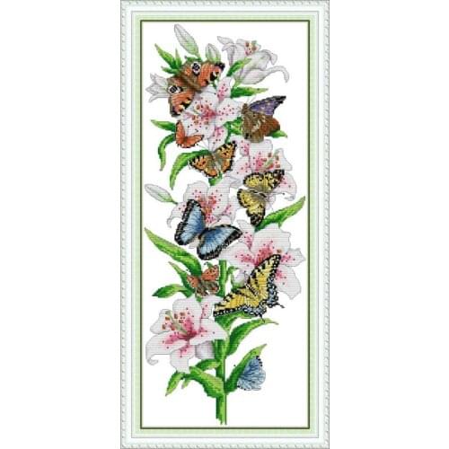 Butterfly Love Flower DMC Counting Cross Stitch Kit Flower Pattern 11CT 14CT Cross Stitch Kit DIY Embroidery Kit Home Decoration