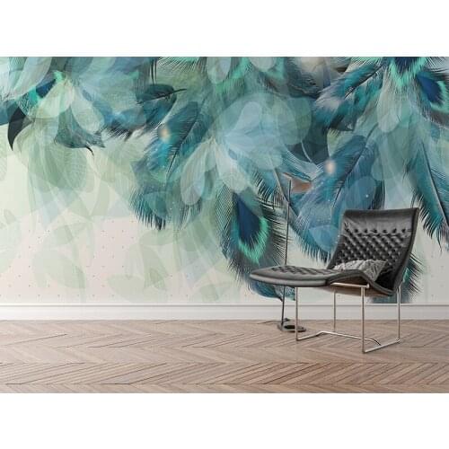 Customizable fantasy feather picture background wall painting modern study living room bedroom decoration photo painting