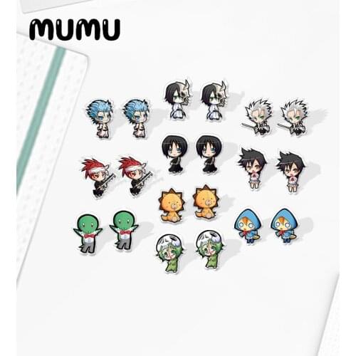 2020 New BLEACH Ichigo Inoue Rukia Stud Earring Anime Acrylic Earrings Resin Handmade Epoxy Jewelrys