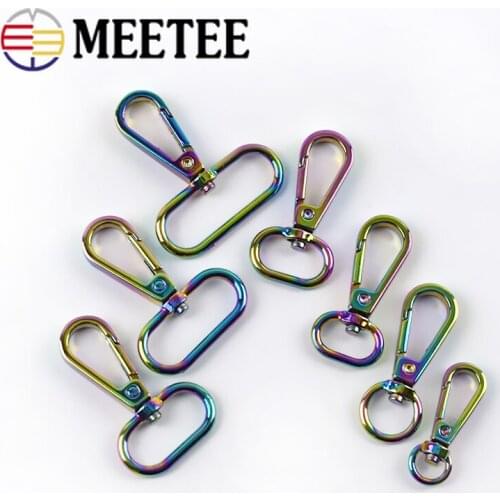 Meetee 5/10pcs 8-32mm Colorful Key Chain Hooks Metal Lobster Clasp Buckle Bag Strap Connection Buckles DIY Luggage Accessories