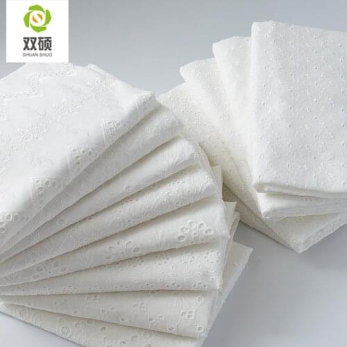Shuanshuo Summer Skirt Clothing Wedding Dress Fabric DIY Womens Cotton Cloth Embroidery Hollow