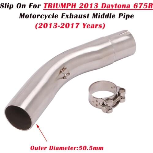 Slip On For TRIUMPH 2013 Daytona 675R 2013 - 2017 Motorcycle Exhaust System Escape Modified Connection Middle Link Pipe 51mm