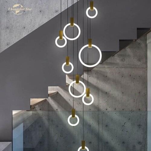 Nordic LED Chandeliers Lighting Modern Wood Circle Ring Pendant Hanging Lamp Kitchen Bedroom Living Room Indoor Lights Lustre