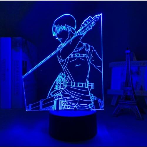 Attack on Titan Led Night Light for Kids Bedroom Decor Nightlight Birthday Gift Bedside Table 3d Lamp Anime Attack on Titan Levi