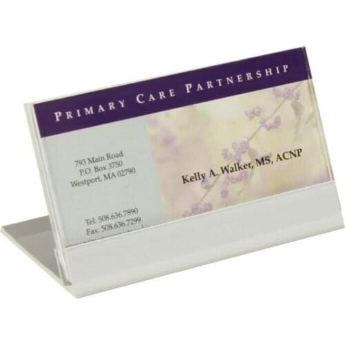 Name Plate Business Card Holder for Tabletops, Holds 1 Business Card - Silver