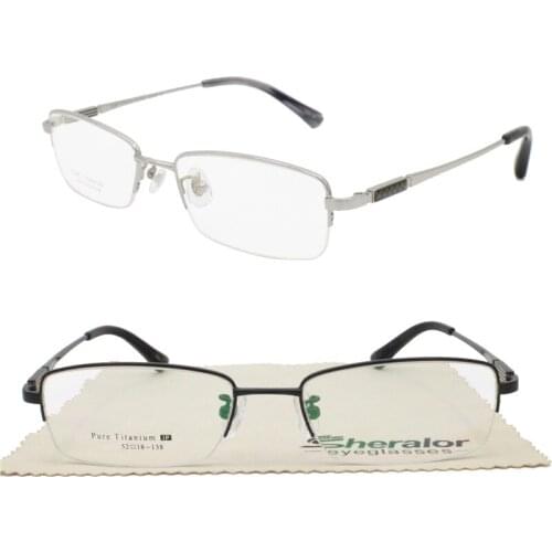 High quality designers pure titanium halfrim IP vacuum color coating durable vintage rectangle precription glasses for men