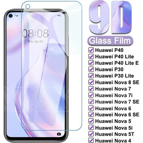 9D Tempered Glass For Huawei Nova 8 7 6 SE 5 5i 5T 4 4E 3 3i 3T 2i Screen Protector P30 P40 Lite E Protective Glass Film Case