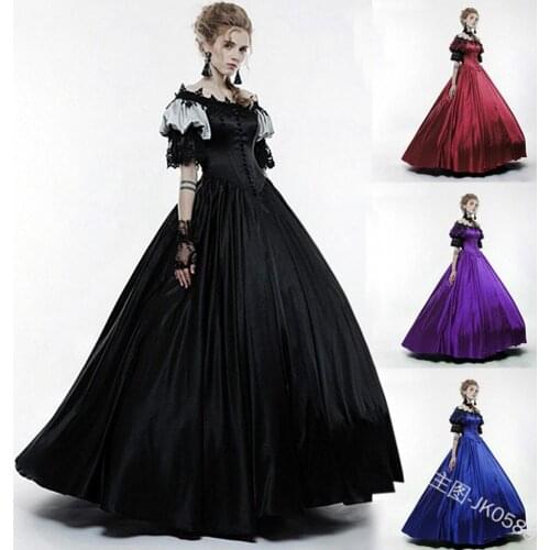 Cosplaydiy Medievl Women Lace Sleeves Ball Gown Dress Cosplay Costume Ball Gown Custom Made