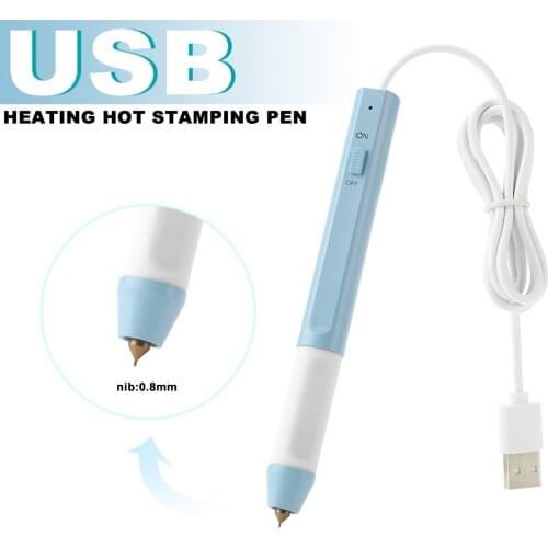 0.8mm/1.5mm Tip Slim Handle USB Hot Stamping Pen 3m Glowing Foil Paper for Handwritten Making Cards Leather Craft