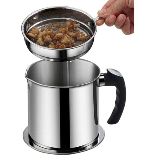 1.3L Stainless Steel Oil Strainer Pot Container Jug Storage Can With Filter Cooking Oil Pot For Kitchen Household Tools 2021 New