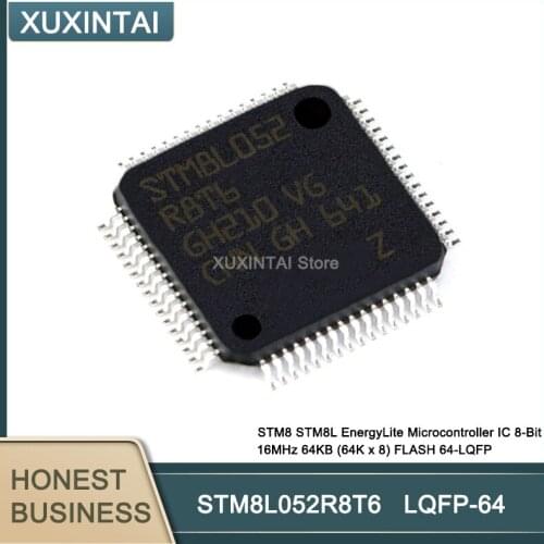 10Pcs/Lot STM8L052R8T6 STM8 STM8L EnergyLite Microcontroller IC 8-Bit 16MHz 64KB (64K x 8) FLASH LQFP-64