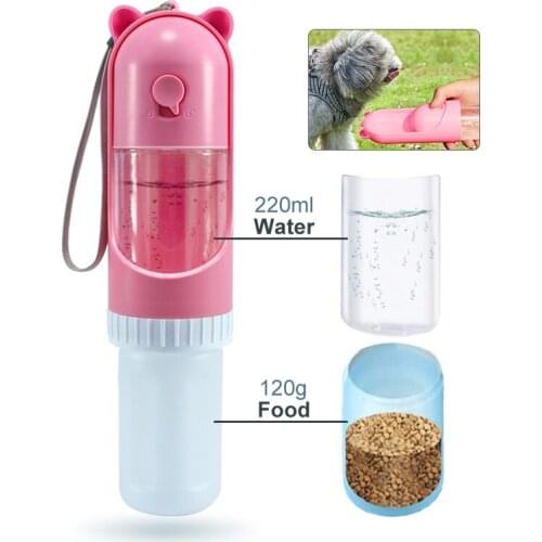 2-in-1 Outdoor Travel Drinking Dog Bowl Water Bottle And Food Bottle For Pet Dog Cat Stuff Feeder Bowl Portable Dog Water Bottle