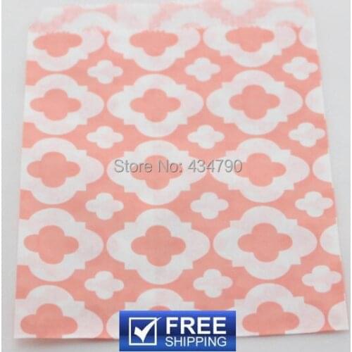 200pcs MOD Patterned Party Favor Bags for Candy Baby Pink-Paper Merchandise Buffet Treat Gift Goodie Bag-Choose Your Colors