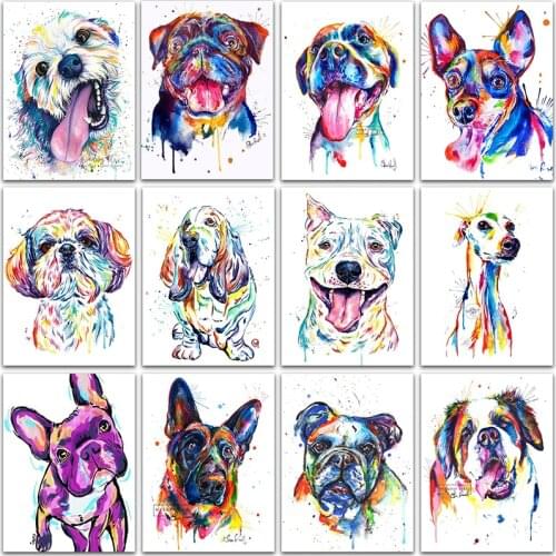 5D Diamond Painting Cartoon color animals Teddy dog Bulldog kit Full Square&Round Diamond embroidery Cross stitch Diamond mosaic
