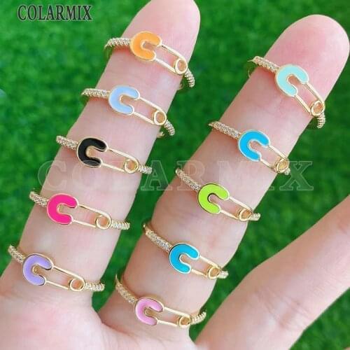 8 Piece Zircon rings Fashion Crystal rings Enamel Clasp style ring Mix color Fashion jewelry rings 51715