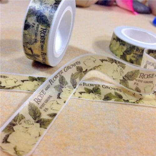 Free shipping Beautiful high quality washi paper tape/15mm*10m*2rolls rose and flower growes masking japan washi tape