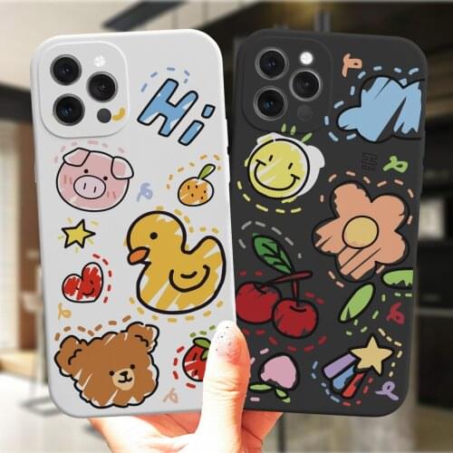 Phone Case For iPhone 11 12 Pro XS Max XR X 7 8 Plus SE 2020 Fashion Luxury Graffiti Art Candy Cover Soft Silicone Cute Coque