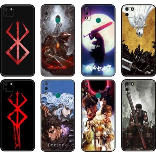 Black tpu Case For Huawei Y9S Y6S Y8S Y5P Y7P Y8P Case For Huawei Y5 lite Prime 2018 Y6 2019 Cover Berserk Guts Anime Cool