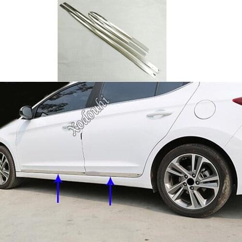 For Hyundai Elantra Avante 2016 2017 2018 2019 2020 Car Sticker Detector Stainless Steel Side Door Body Trim Strip Molding Frame