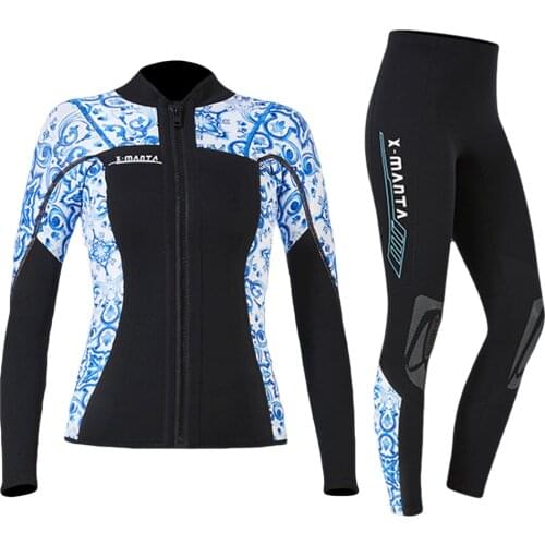 Wetsuit Women Neoprene 3MM Jackets Pants Scuba Diving Suit Surfing Snorkeling Underwater Fishing Spearfishing Kitesurf Equipment