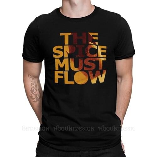Dune The Spice Must Flow Print Cotton T-Shirt Camiseta Hombre Frank Herbert TV Mysterious Men Fashion Streetwear Adult Shirt