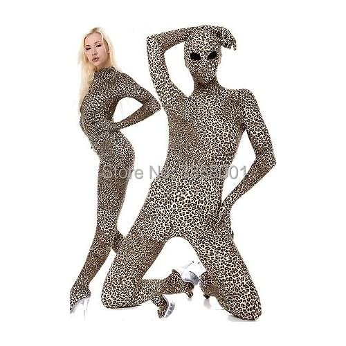 Halloween cosplay leopard jumpsuit Spandex Animal Zentai Full Bodysuit open mesh eyes hole Can be customized