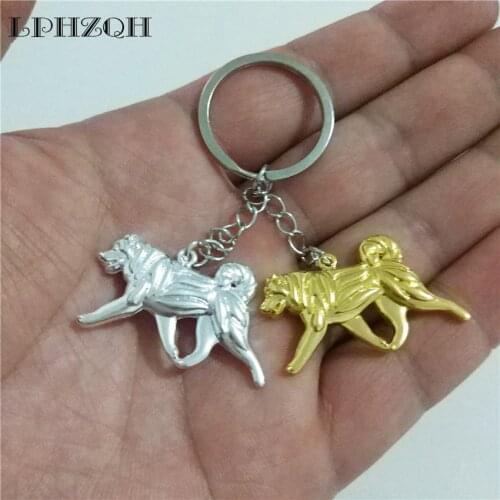 LPHZQH Fashion Boho Chic Dog Alaskan Malamute Car Key Chain Women Handbag Pendant Charm Accessories Key Ring Jewelery Steampunk