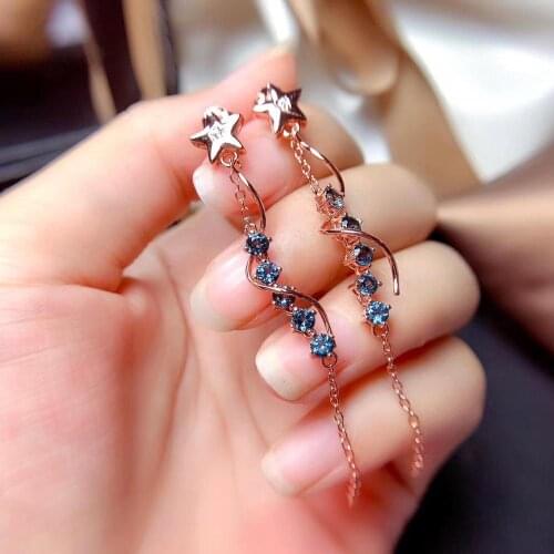 Best Gift Natural Real Topaz gemstone earrings S925 silver earrings women fashion earrings New year gift