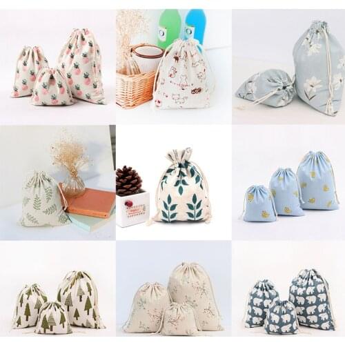 Size 14*16cm/19*24cm/25*32cm 10 Styles Drawstring Pouches Wedding Gift Bags For DIY Cotton and Hemp Cloth Bags Jewelry Packaging
