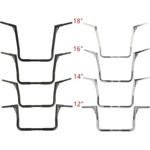 Motorcycle 12/14/16/18" Rise Ape Hanger HandleBars 1-1/4" Fat For Harley Touring Electra Glide