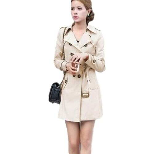 2021 New womens Slim Body Belt Button Coat Long Windbreaker Jacket Loose Fashion Business Autumn And Winter Popular Coats OK587