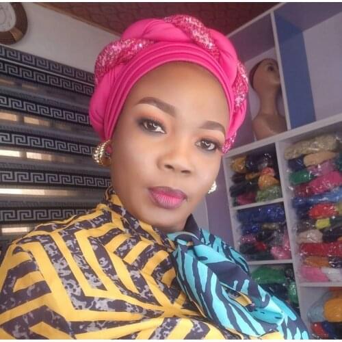 Latest Aso Oke Auto Gele Headtie Already Handmade African Cap Nigerian Wedding Gele Women Braid Turbans Ladies Head Wraps 2021