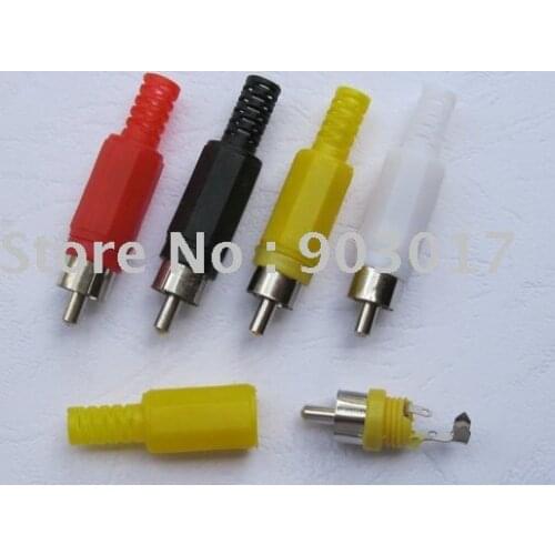 Solder RCA Male Plug Audio Video Adapter Connector 4 Colors Red Black White and Yellow 12 Pcs Per Lot Hot Sale