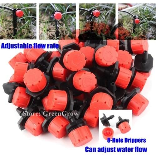 20-500pcs Red Adjustable Dripper Garden Micro Drip Irrigation Supplies Watering Anti-clogging Sprinklers For 4/7mm 1/4 Inch Hose